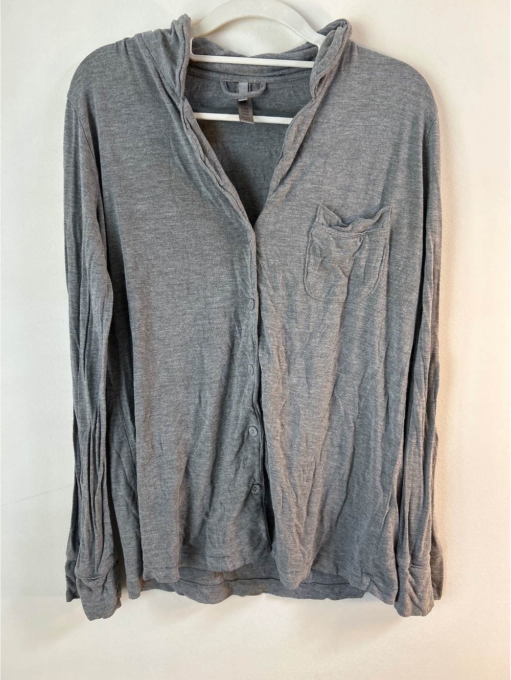 Skims Gray Lightweight Button-Up Hoodie Cardigan Size S